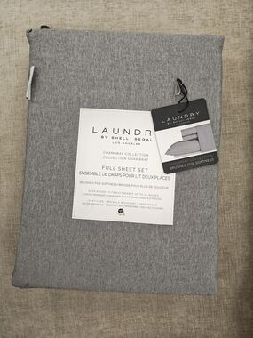 Laundry By Shelli Segal Grey Chambray Full Sheet Set